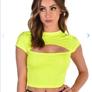 I❤️Raves BRAND NEW Neon Yellow Crop Top